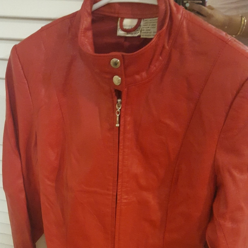 Red leather jacket